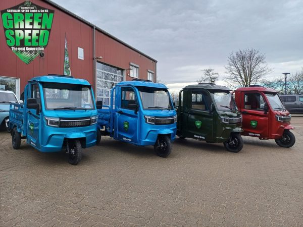 3-Rad Elektro Kipper Cargo Premium "PETER" Pritsche Elektro Frosch Volta Pro Runner APE Porter D-Truck E-Truck Hopper